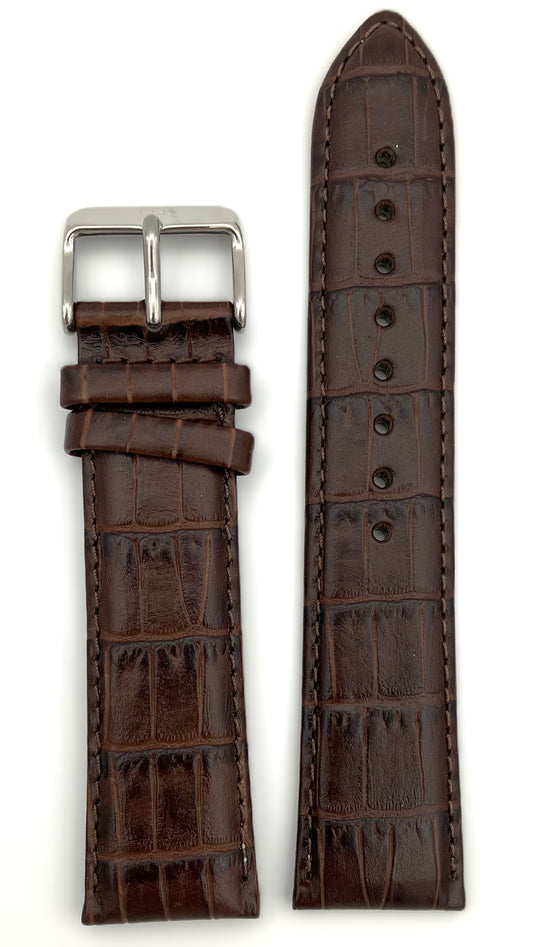 Leather strap brown 22mm croco imitation 1710127