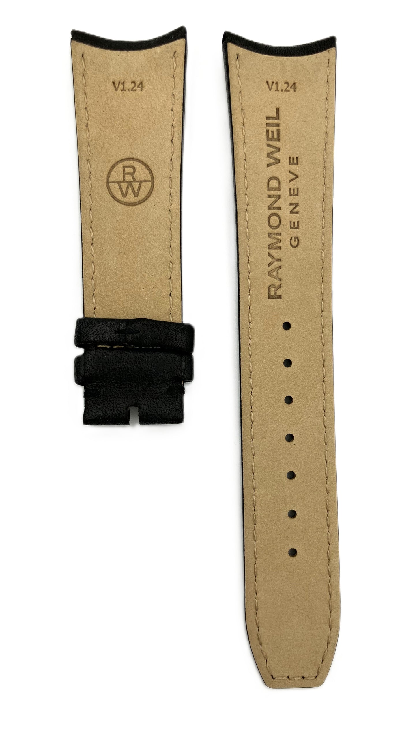 Leather strap black Raymond Weil Freelancer 22mm, no buckle SV2201-2780-R-8